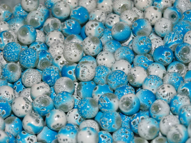 'Sea Spray'  2 Toned Glass Beads 8mm