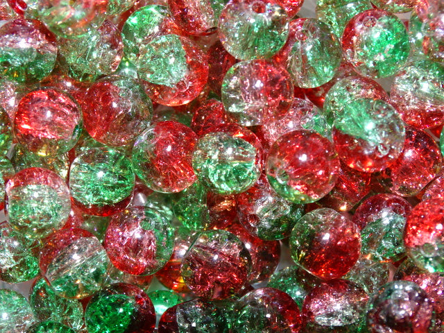'Iridescent Apple'  10mm  Opal Effect Crackle Glass Beads