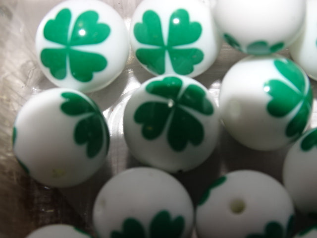 'Lucky Shamrock'  Silicone Focal Beads  15mm x 15mm