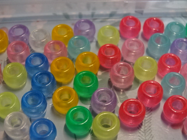'Fairground Pony'  Random Mix   Acrylic Large Size Pony Beads   9mm - 9.5mm