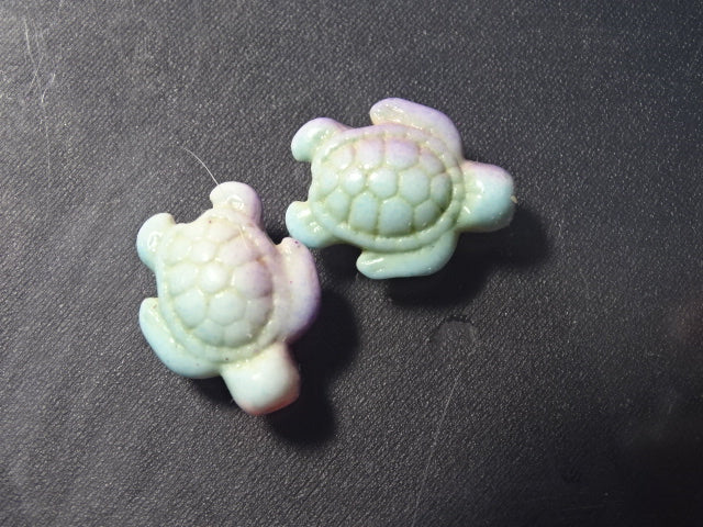 Pretty Pastels Turtle'  14mm x 17mm  Natural Stone Multicoloured Sea Turtle Shaped Beads