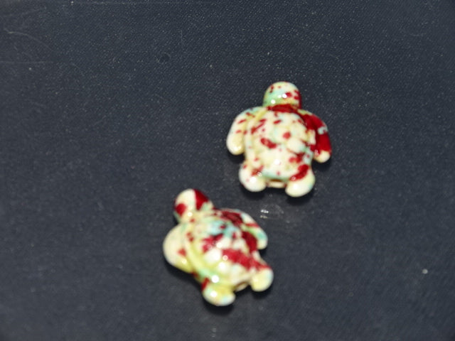 'Strawberry Splash' 14 x 17mm  Natural Stone Multicoloured  Sea Turtle Shaped Bead