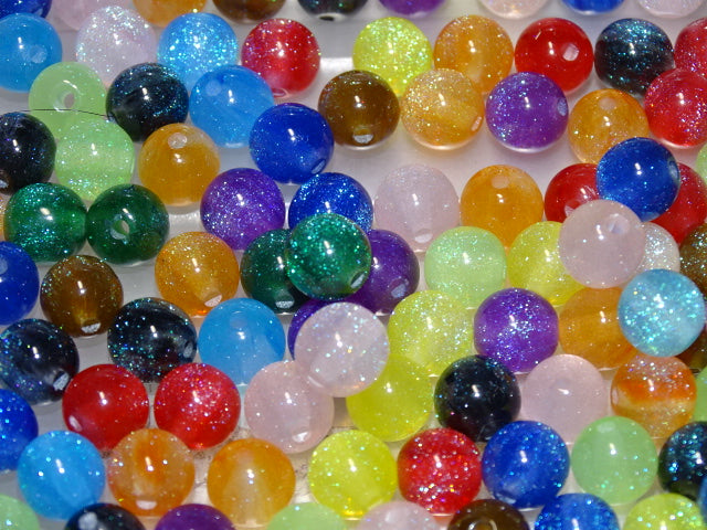 Resin Jelly Effect Glitter Beads  Random Mix   8mm