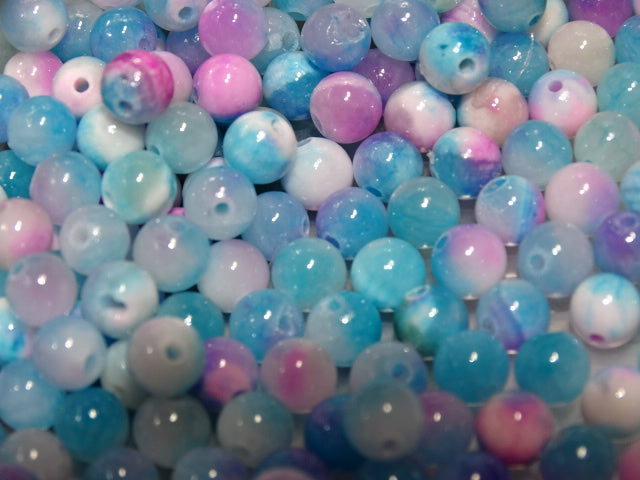 'Powder Skies'  6mm Dyed Imitation White Jade Beads