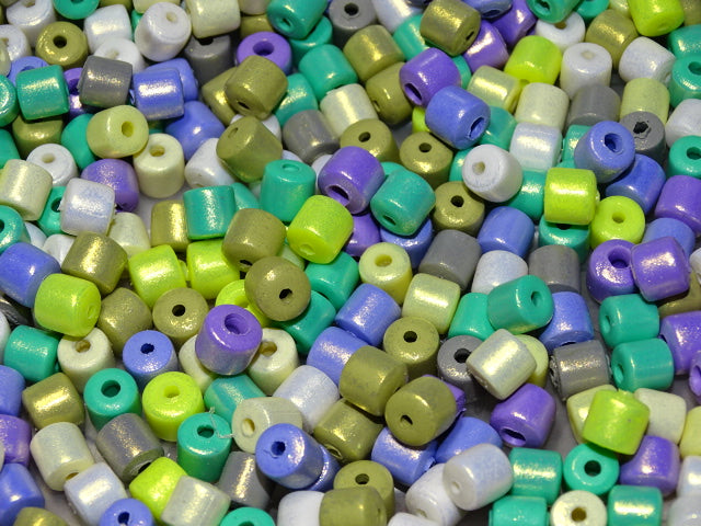 'Golden Pastels'  'Random Mix'  Polymer Clay Column Beads  6 - 7mm