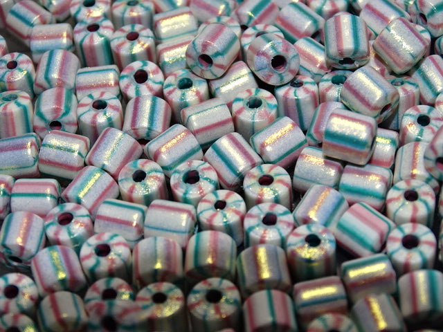 'Golden Peppermint'  6 - 6.5 x 6.5 - 7mm Polmer Clay Column Beads