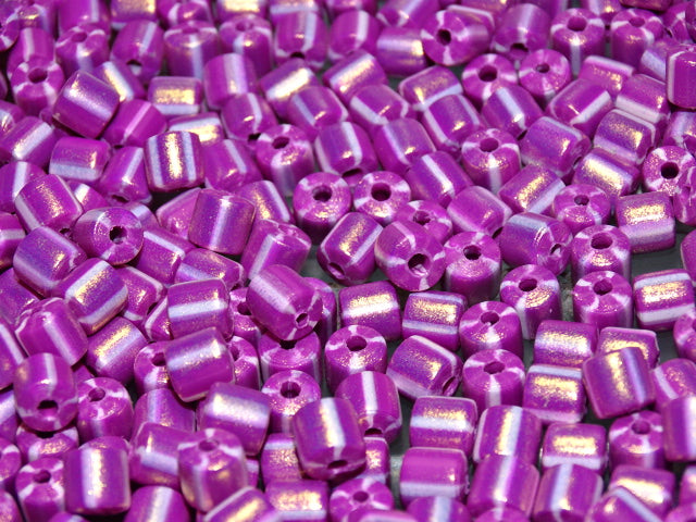 'Golden Fuchsia'  Polymer Clay Column Beads  6 - 6.5mm -6.5-7mm