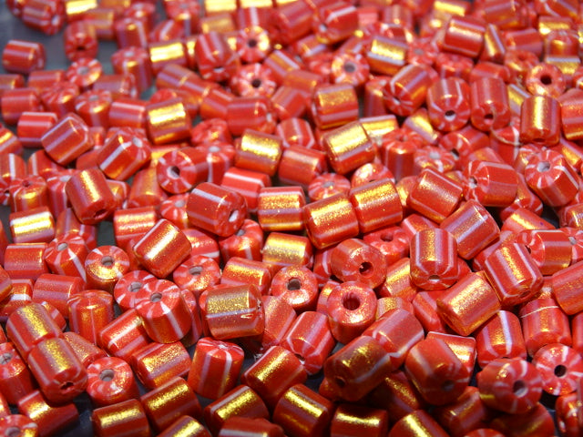 'Golden Coral'  Polymer Clay Column Beads  6 - 6.5mm - 6.5 - 7mm