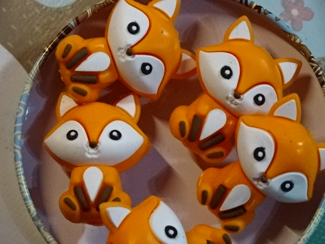 Cute Silicone Fox Charm / Bead  3cm x 2cm  'Orange'