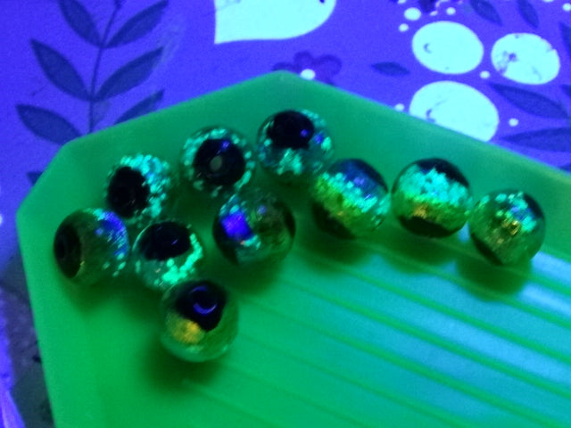 Glow in The Dark 8mm  Glass Foil Focal Beads