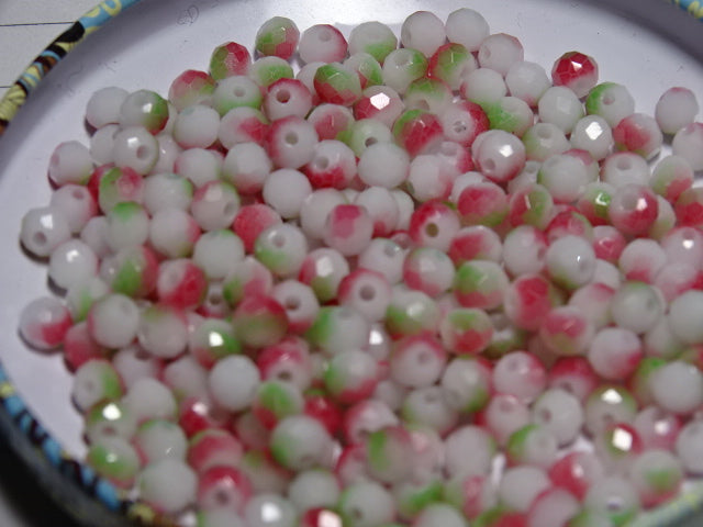 'Rose Garden' Opaque Faceted Austrian Crystal Glass Rondelles / Spacer Beads 4mm
