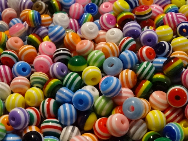 Resin Stripe Mega Multi Coloured Mix   8mm