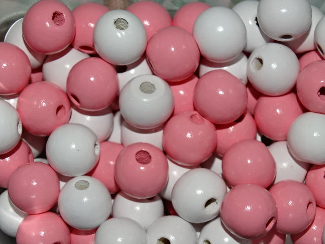 'Chunky Marshmallow Mix'   16mm Painted Natural Wood Beads