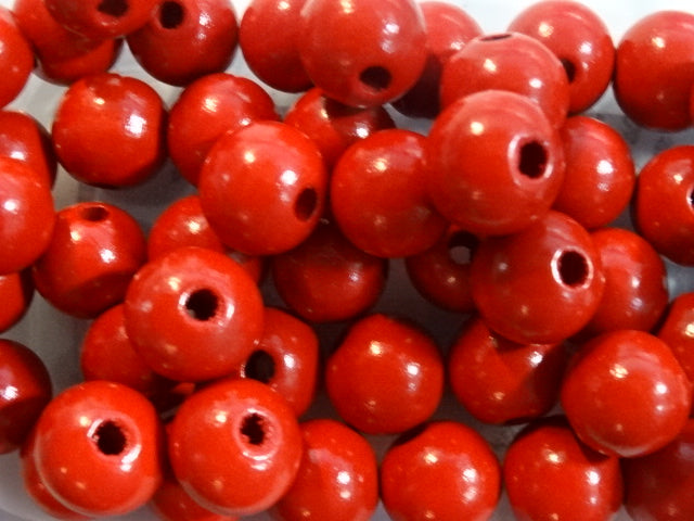 Chunky Red Wooden Painted Beads  16mm