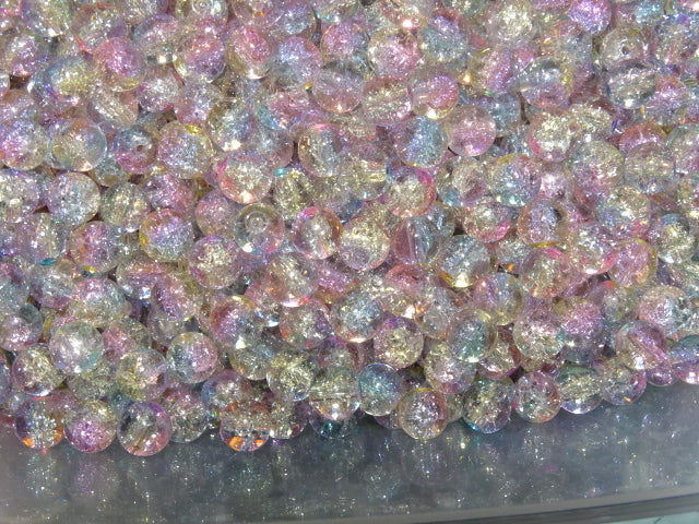 'Spring Fairy'  3 Tone Crackle Glass Beads  7.5mm - 8mm