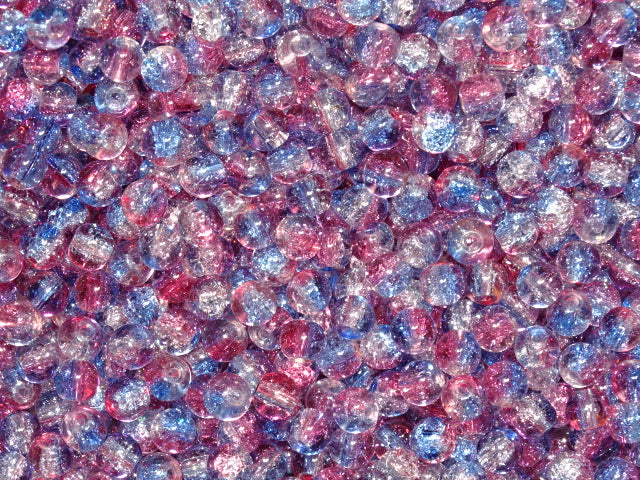 Winter Sky   3 Toned Crackle Glass Beads  6mm