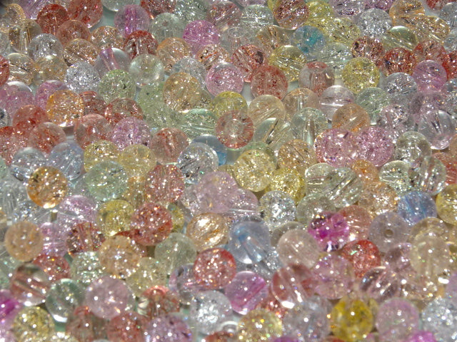 'Iced Pastels Mix'  6mm Sparkling Crackle Glass Beads