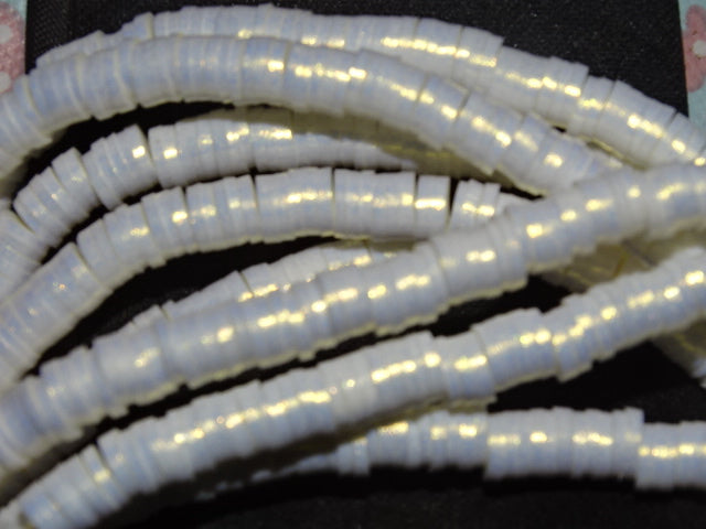 Pretty Pearlised Polymer Clay Heishi Beads  6mm