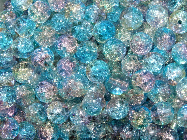 Iced Forget Me Not  8mm 4 Tone Crackle Glass Beads