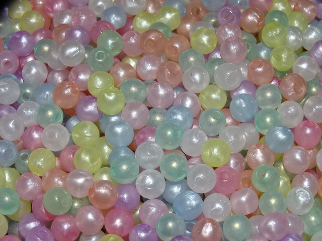 'Flower Fairy' Acrylic Pastel Beads  with Glitter Powder Random Mix (6 x 5.5mm Approx)