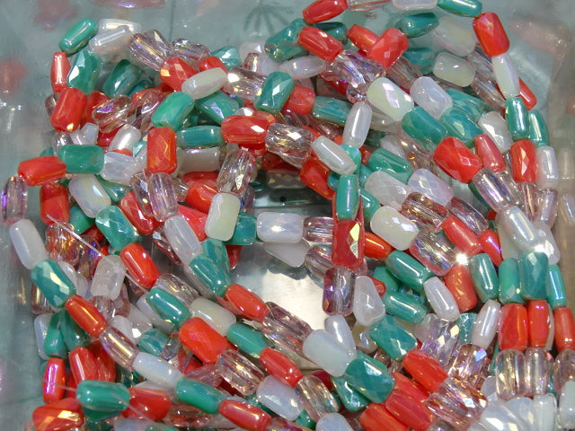 'Springtime Mix'  Super Sparkling Electroplate Column Beads 7mm x 4mm