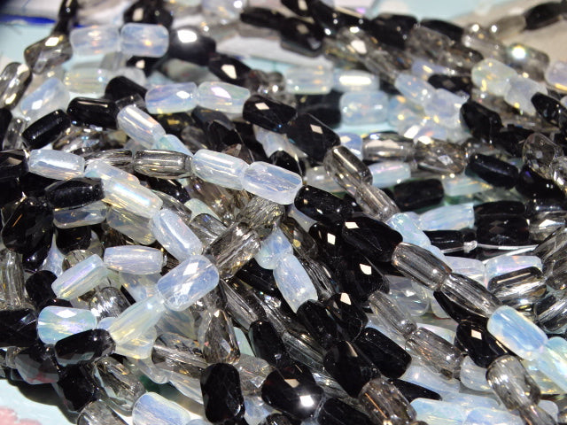 'Zany Zebra Mix'  Super Sparkling Electroplate Glass Column Beads 7mm x 4mm