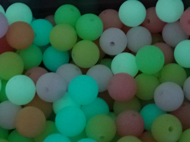 Multi Colour Pastel Mix  Glow In The Dark Silicone Beads  12mm