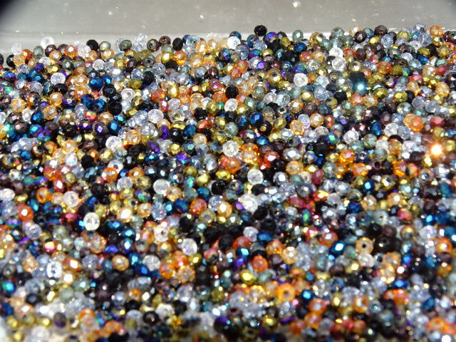 ' Mixed Metallic Micro Sparklies'  2 x 1.5mm Faceted Glass Beads