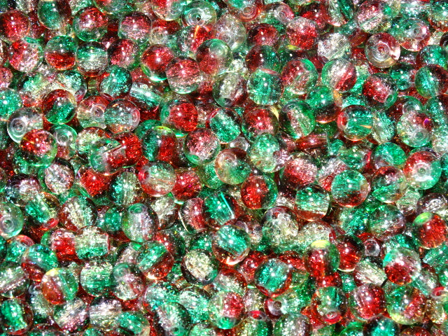 'Holly Bush'     6mm  3 tone Crackle Glass Beads