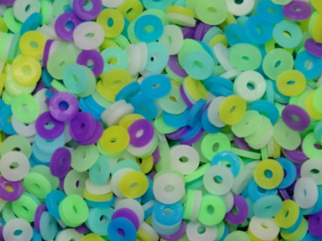 'Jungle'   Imitation Jelly Polyclay Heishi Beads  6mm x 1mm