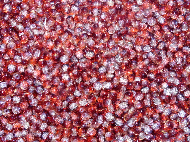 'Iced Espresso'   6mm  2 Toned Crackle Glass Beads