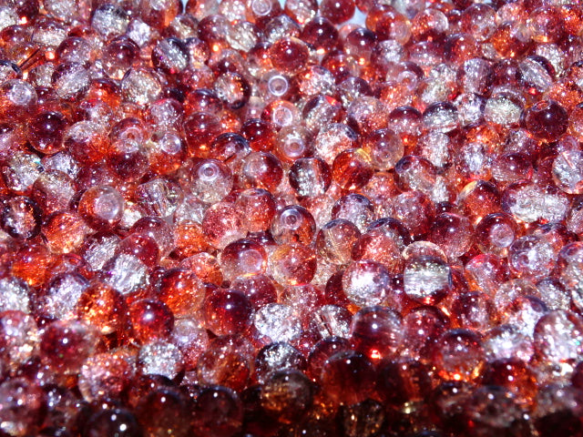 'Iced Espresso'   6mm  2 Toned Crackle Glass Beads
