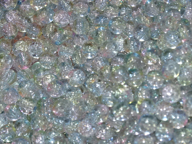 'Icy Rainbow'  3 Toned 6mm Crackle Glass Beads