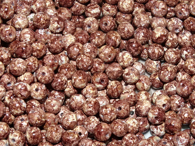 'Cafe Creme'  6mm Glass Multicoloured Beads