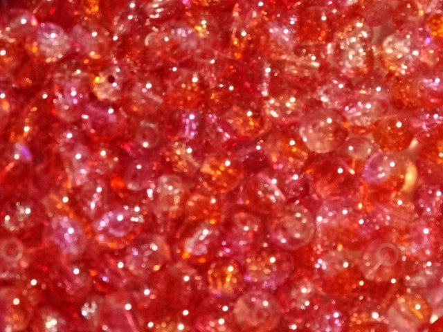 'Watermelon Crush'  6mm 2 tone Crackle Glass Beads