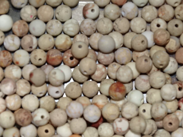 'Sandy Shores'  Natural Imperial Jasper Frosted Beads  6mm