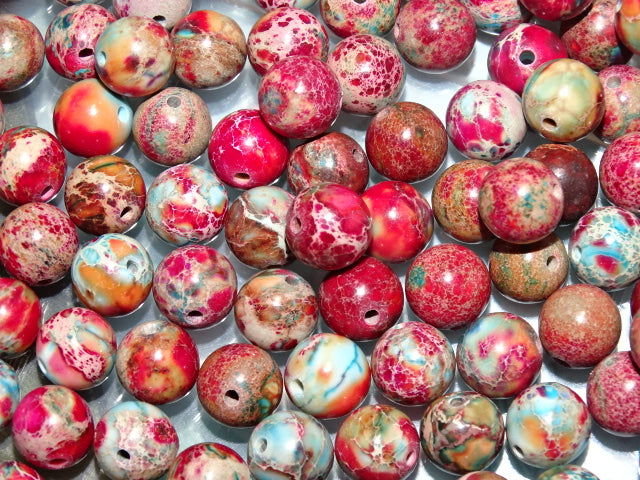 Crimson Dyed Natural Imperial Jasper Beads 8 - 8.5mm