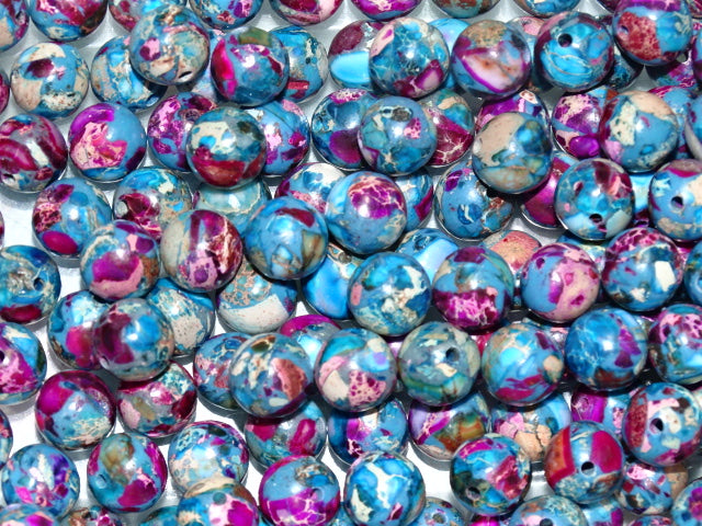 'Cosmic Orchid'  8mm Dyed Natural Imperial Jasper