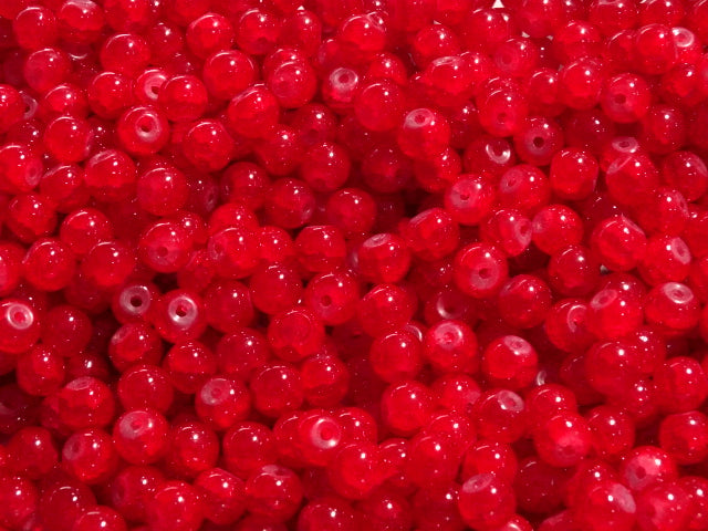 'Bright Scarlet'  8mm Brightly Coloured Glass Beads