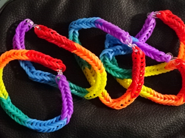 'Gay Bandz' Traditional Gay Pride Rainbow Colour Block Rubber Bracelet