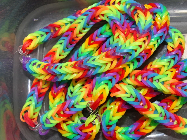 'Gaybandz' Traditional Pride Rainbow Colours 'FLUORESCENT Chevron'  Rubber Wrist Band