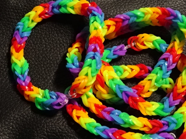 'Gaybandz' Traditional Rainbow Pride Colours 'FLUORESCENT Rainbow Heart Style' Wrist Bands
