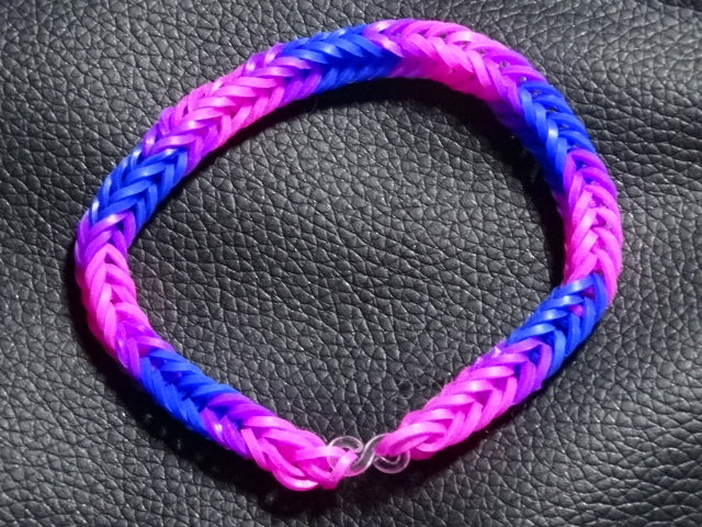 'Gaybandz'  Bisexual Colours 'Chevron Style' Pride Rubber Wrist Bands.