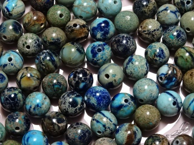 'Wild Water'  8mm - 8.5mm Dyed Natural Semi Precious Imperial Jasper Beads