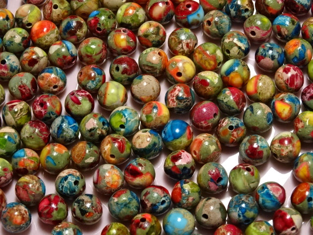 'Bright On!'  Dyed Natural Semi Precious Imperial Jasper Beads 6mm-6.5mm