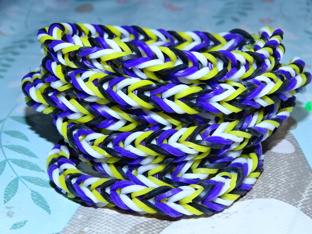 'Gaybandz'  Nonbinary Pride Colours Rubber Wristbands 'Chevron Pattern'