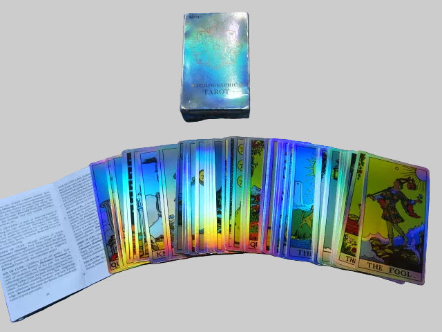 Holographic foil tarot card deck with guide book
