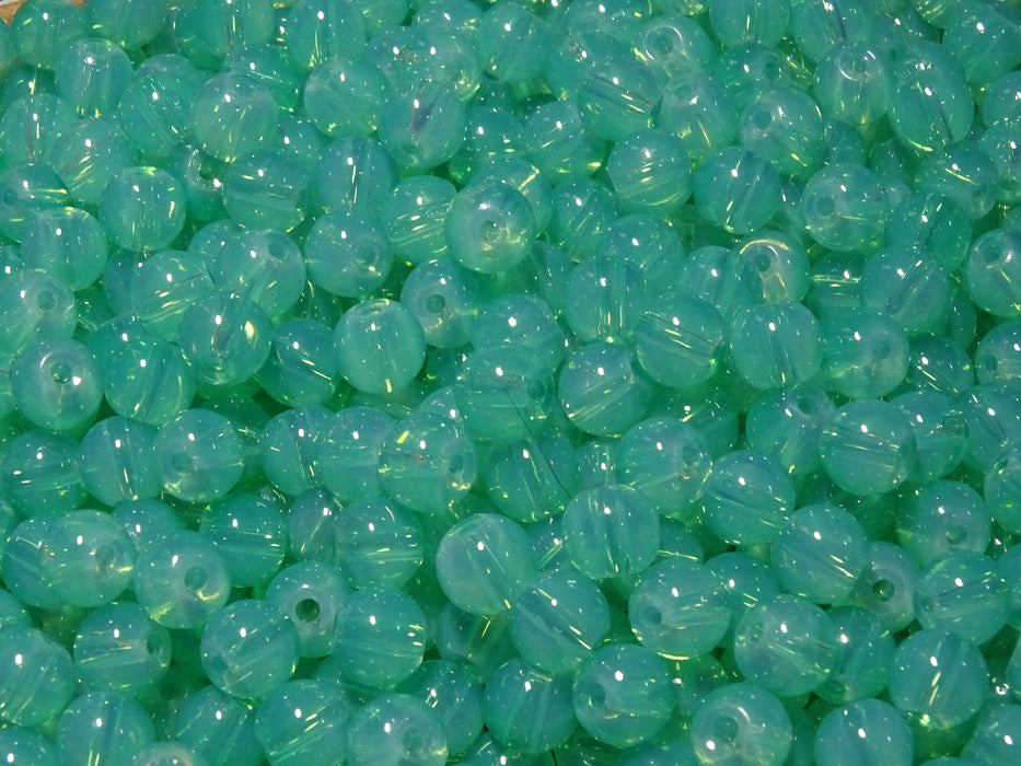 'Delicate Milky Green'  Opalite Effect Glass Beads 8mm