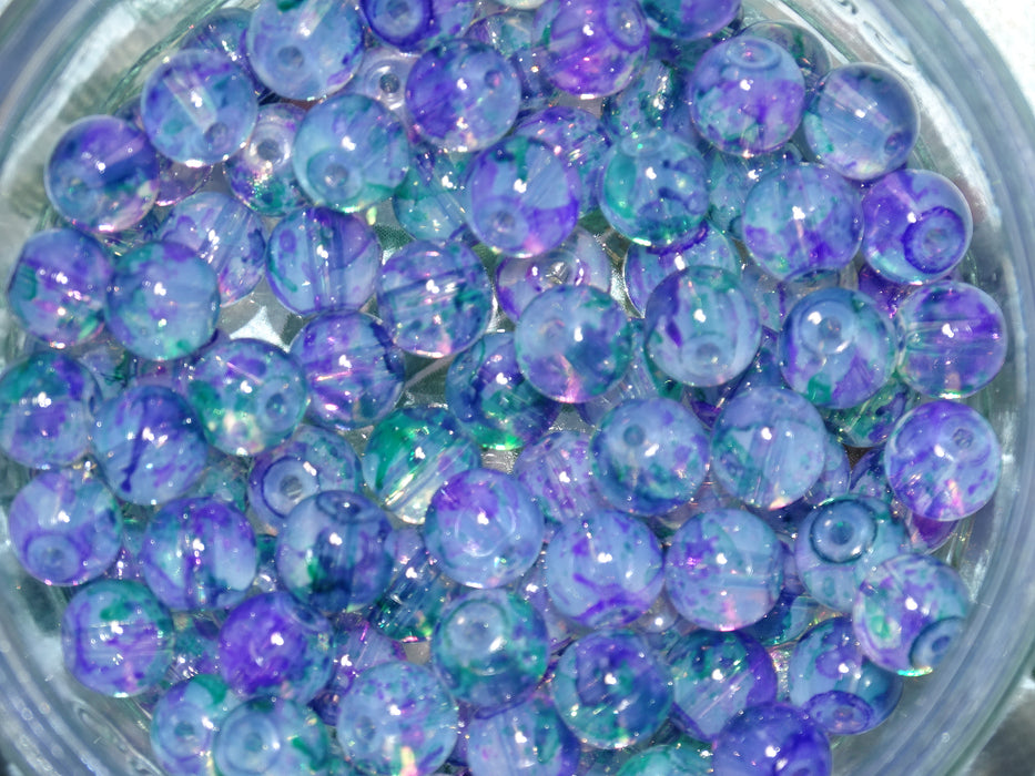 Sea Green Opalite Effect Glass Beads  8mm