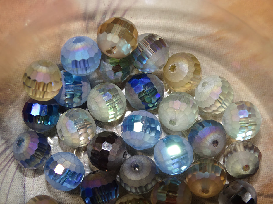 'Frosted and Faceted'   10mm Glass Beads